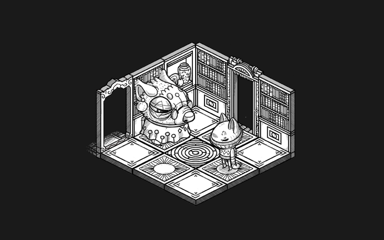Oquonie, a textless puzzle game with a creepy/cute black