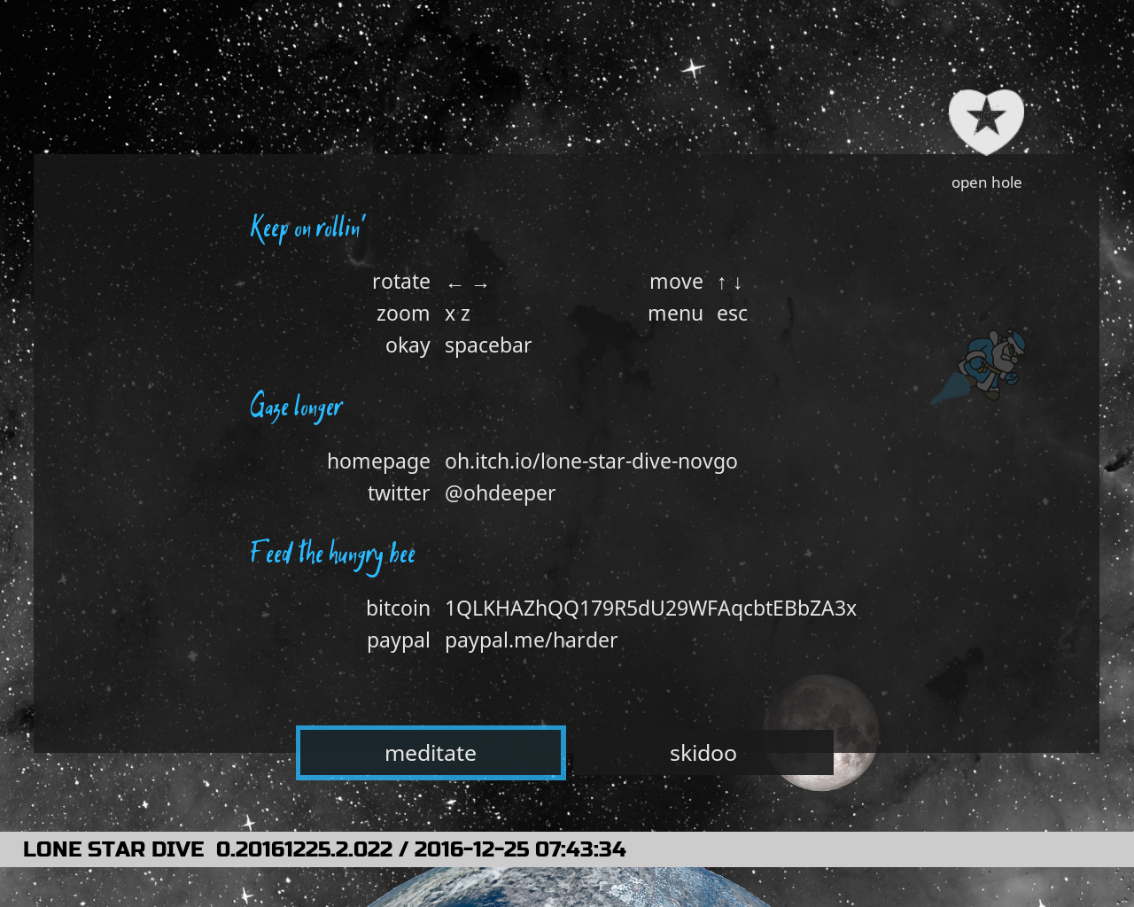screenshot of main menu of Lone Star Dive: NOVGO!